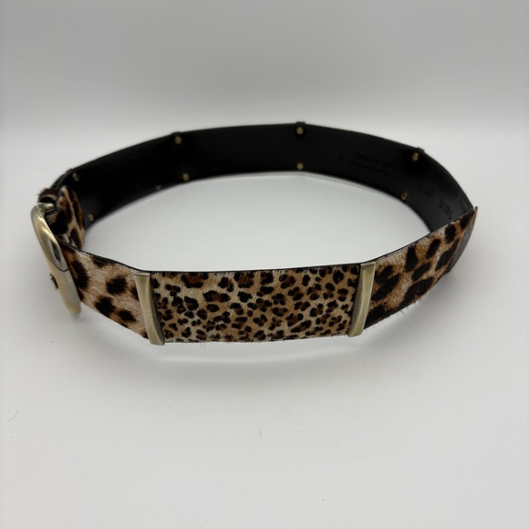 Per Se Genuine Leather Belt w/ Animal Print Fur and Gold Tone Hardware; Size S - Picture 7 of 10